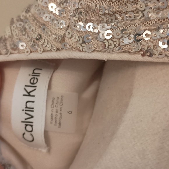 💥 Closet Closing Sale 💥 Calvin Klein Champagne Sparkle Dress Long Sleeve - Picture 4 of 8